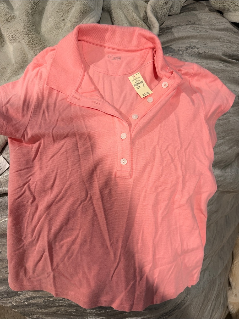 aerie Coral Pink Button-Down Polo Top